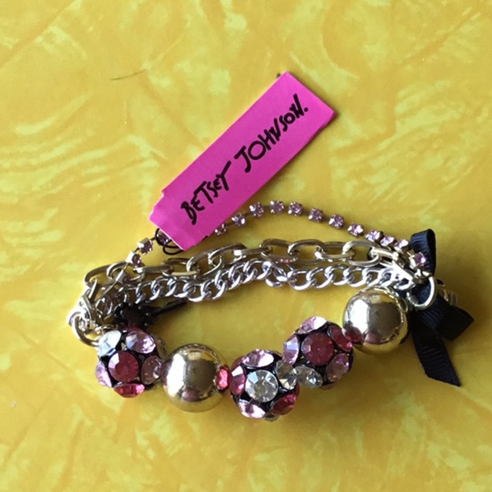 Betsey Johnson bracelet with pink stones. NWT